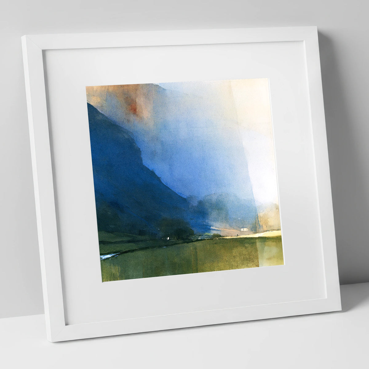 Valley Fells In Indigo Shadow lake district valley art print in white frame
