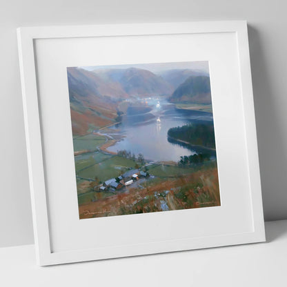 Loweswater Valley Under Silver Light lake district lake art print in white frame