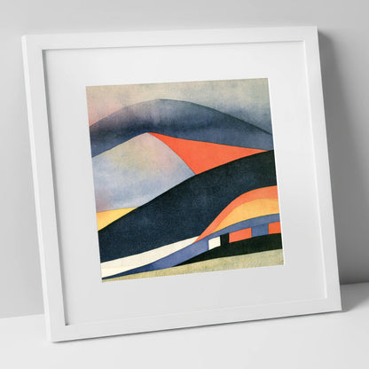 Bold Indigo Fells Under Cloud lake district fell art print in white frame