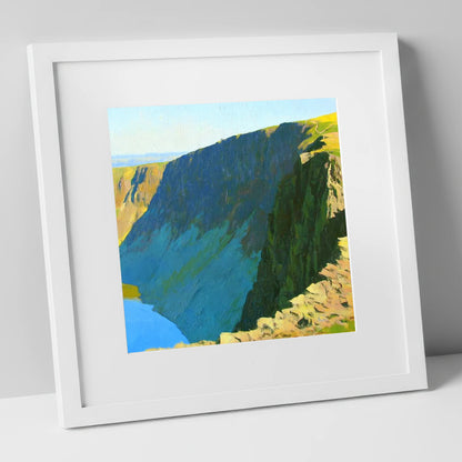 Scoat Fell Crags Vibrant Shadows lake district fell art print in white frame