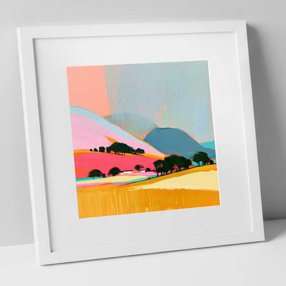 Vibrant Fells Under Storm Clouds lake district sky art print in white frame