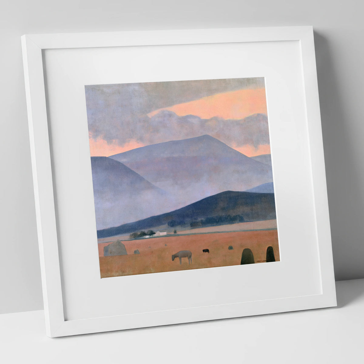 Pastel Storm Over the Fells lake district sky art print in white frame
