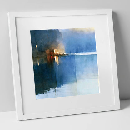 Indigo Lake Shore at Dusk lake district lake art print in white frame