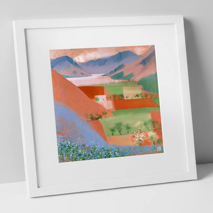 Rannerdale Bluebells Over Crummock Water lake district lake art print in white frame