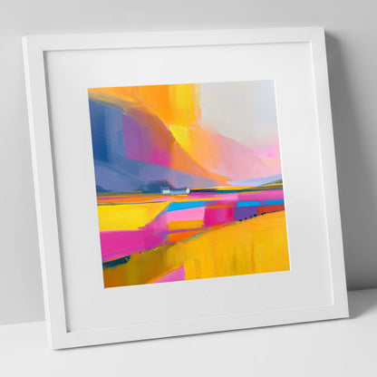 Fuchsia Fields in a Lakeland Dale lake district valley art print in white frame