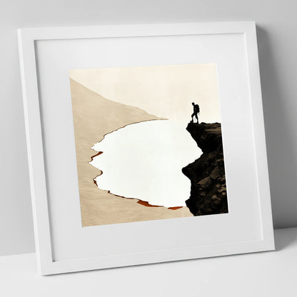 Helvellyn Edge Walker Silhouette lake district fell art print in white frame