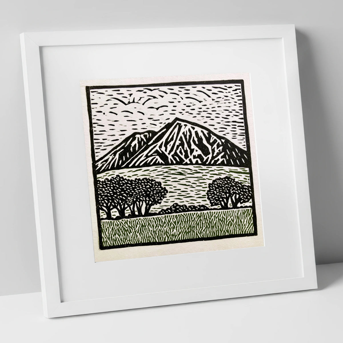 Bold Blencathra in High Contrast lake district fell art print in white frame