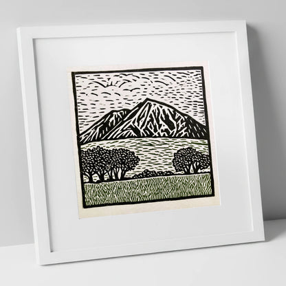 Bold Blencathra in High Contrast lake district fell art print in white frame
