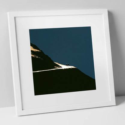 Fell Walkers On An Illuminated Path lake district walking art print in white frame