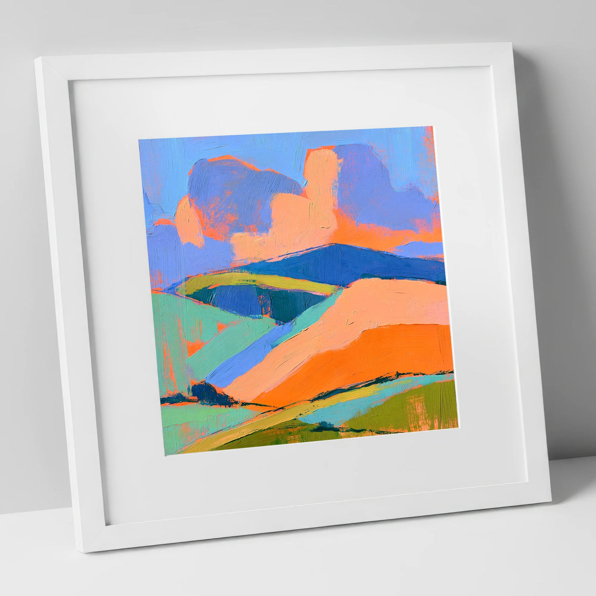 Rolling Fells in Vivid Colour lake district fell art print in white frame