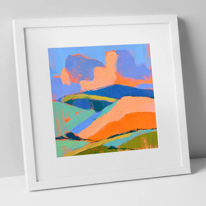 Rolling Fells in Vivid Colour lake district fell art print in white frame