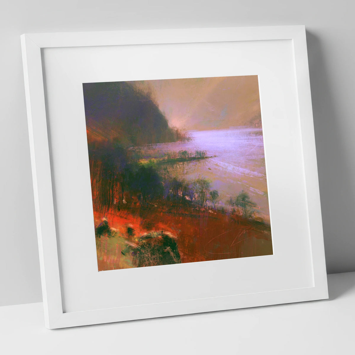 Ullswater Fells in Autumn Light lake district lake art print in white frame