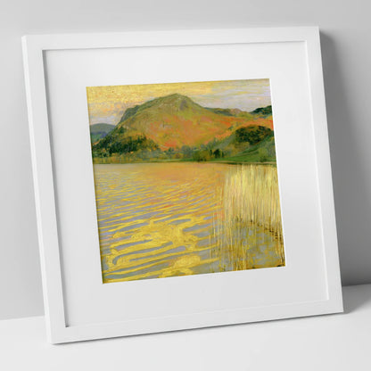 Grasmere in Golden Light lake district lake art print in white frame