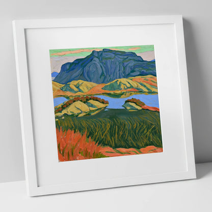 Bold Haystacks Over Dark Tarn lake district fell art print in white frame