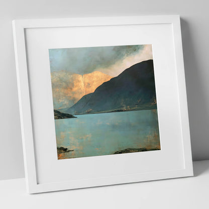 Golden Light On Wastwater Screes lake district lake art print in white frame