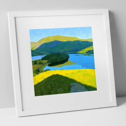 Vibrant Selside Pike Above Lake lake district fell art print in white frame
