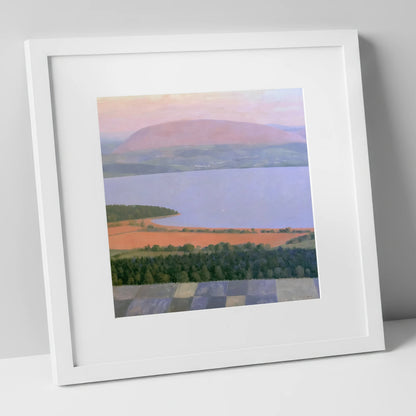 Bassenthwaite Lake in Pastel Light lake district lake art print in white frame