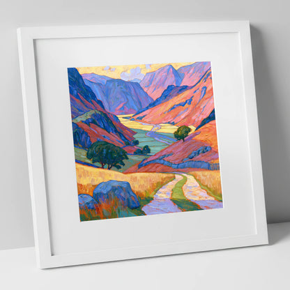Vibrant Amber Light in the Fell Valley lake district valley art print in white frame