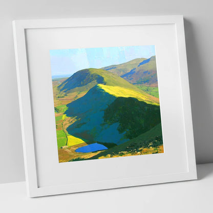 Vivid Sunlight On Beda Fell lake district fell art print in white frame