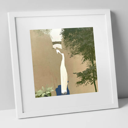 Aira Force Gorge and Bridge lake district waterfall art print in white frame