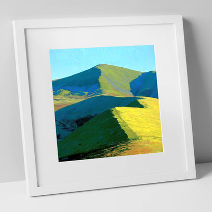 Vibrant Sunlight on Great Cockup lake district fell art print in white frame
