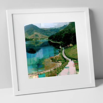 Vivid Teal Buttermere Path buttermere wall art art print in white frame