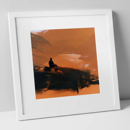 Innominate Tarn in Amber Light lake district fell art print in white frame