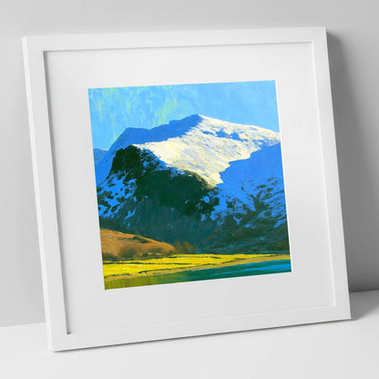 Winter Sunlight on Watson's Dodd lake district fell art print in white frame