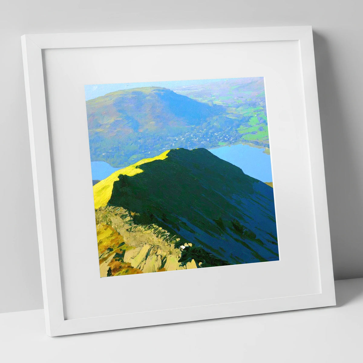 Vibrant Light on Low Pike lake district fell art print in white frame