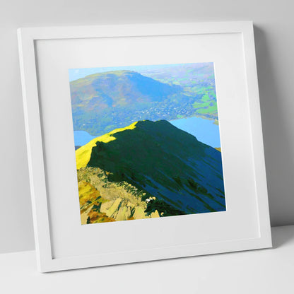 Vibrant Light on Low Pike lake district fell art print in white frame