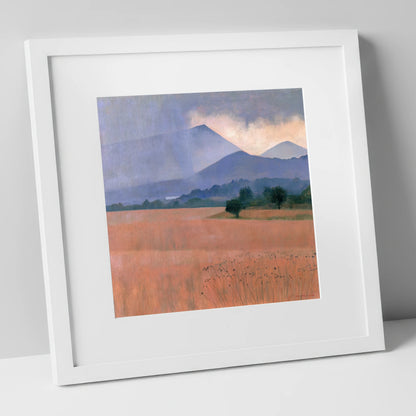 Distant Storm Over The Fells lake district sky art print in white frame