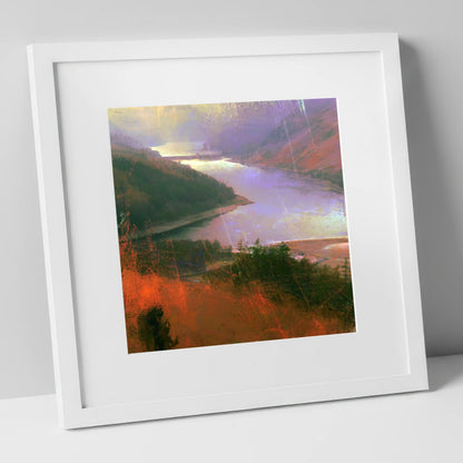 Thirlmere Reservoir Under Violet Skies lake district lake art print in white frame