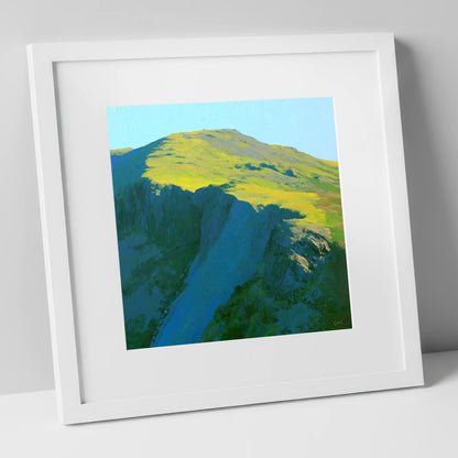 Pike of Blisco Sunlit Summit lake district fell art print in white frame