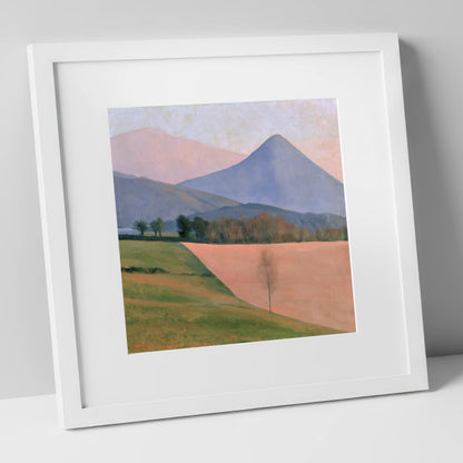 Pastel Fells and Green Valley lake district valley art print in white frame