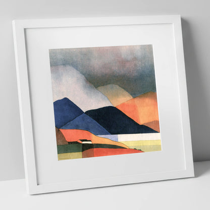 Indigo Fells Under Stormy Skies lake district sky art print in white frame
