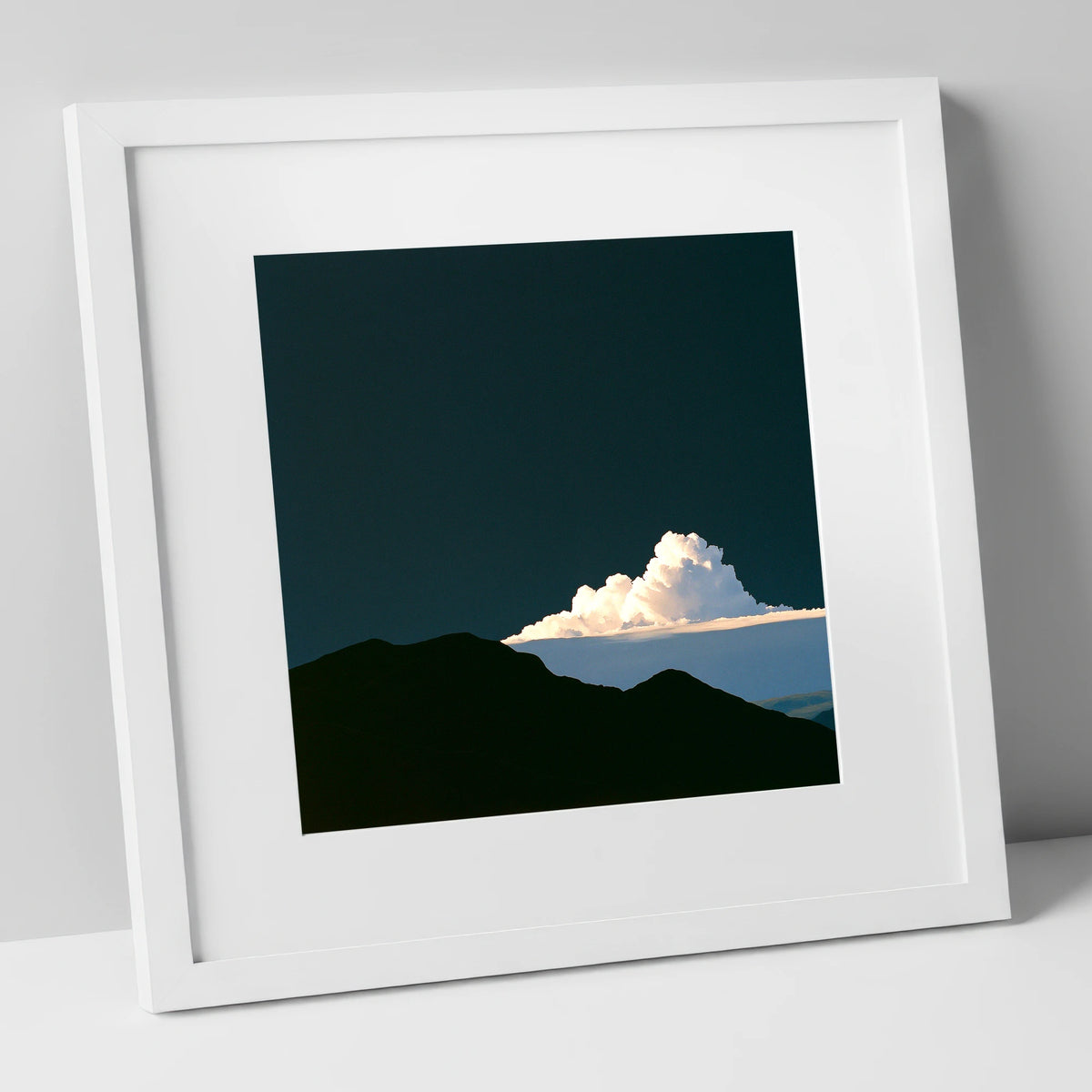Dramatic Storm Cloud Over Fells lake district sky art print in white frame