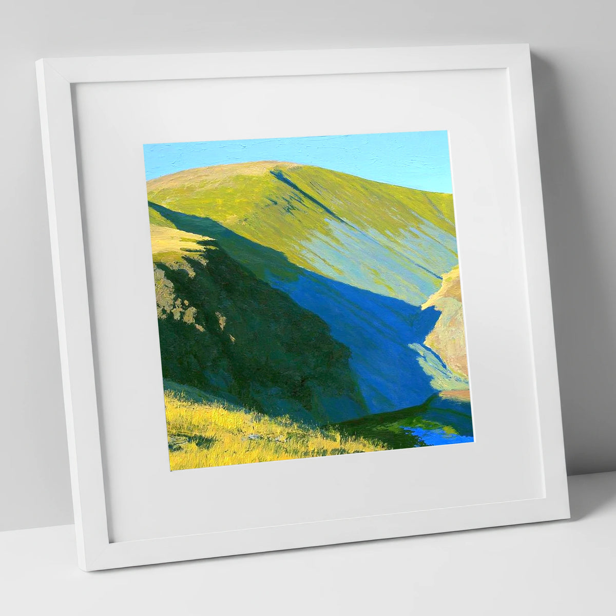 Sunlit Slopes of Stybarrow Dodd lake district fell art print in white frame