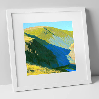 Sunlit Slopes of Stybarrow Dodd lake district fell art print in white frame