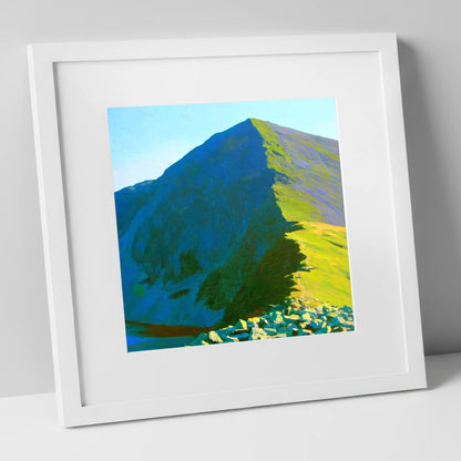 Sunlit Ridge of Ill Bell lake district fell art print in white frame