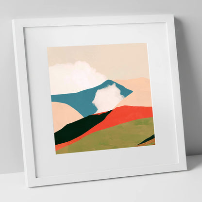Bold Rolling Fells Under Cloud lake district fell art print in white frame