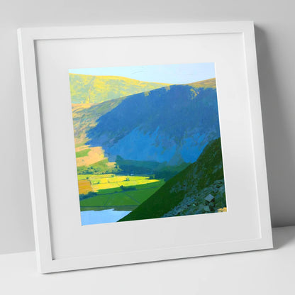 Arthur's Pike Sweeping Ridge Shadow lake district fell art print in white frame