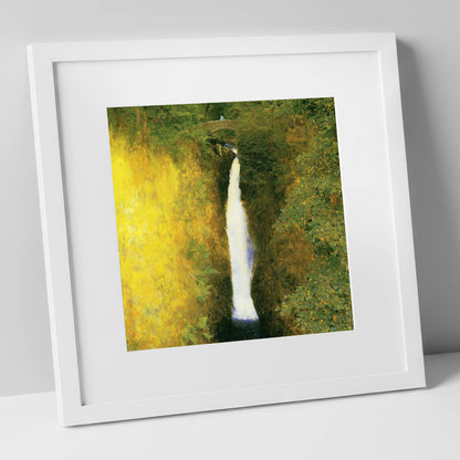 Aira Force Waterfall Sunlit Gorge lake district waterfall art print in white frame