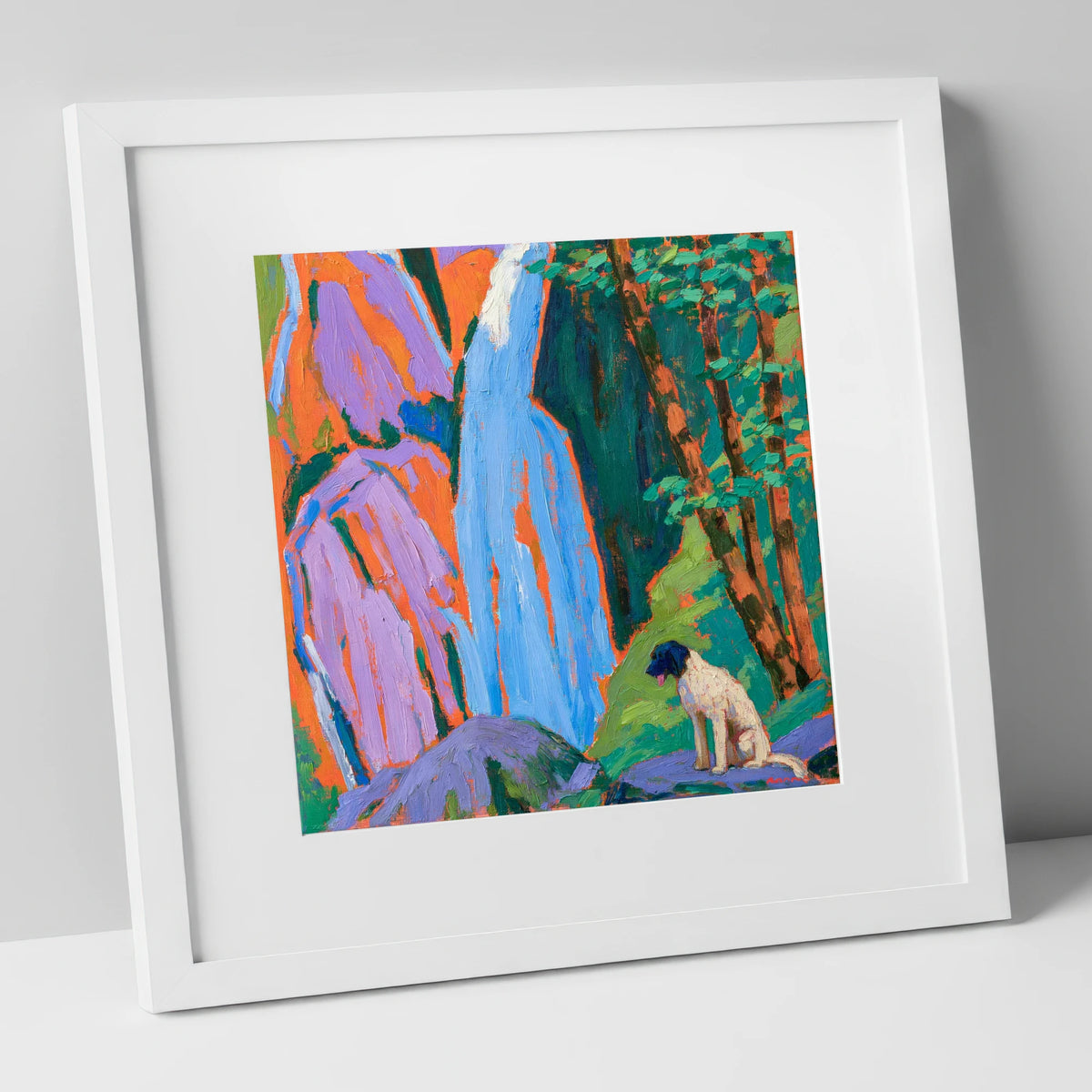 Vibrant Aira Force With Dog aira force wall art art print in white frame