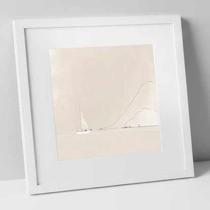 Breezy Sailing Beneath the Fells lake district walking art print in white frame