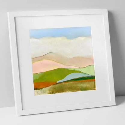 Abstract Rolling Fells Under Cloud lake district fell art print in white frame