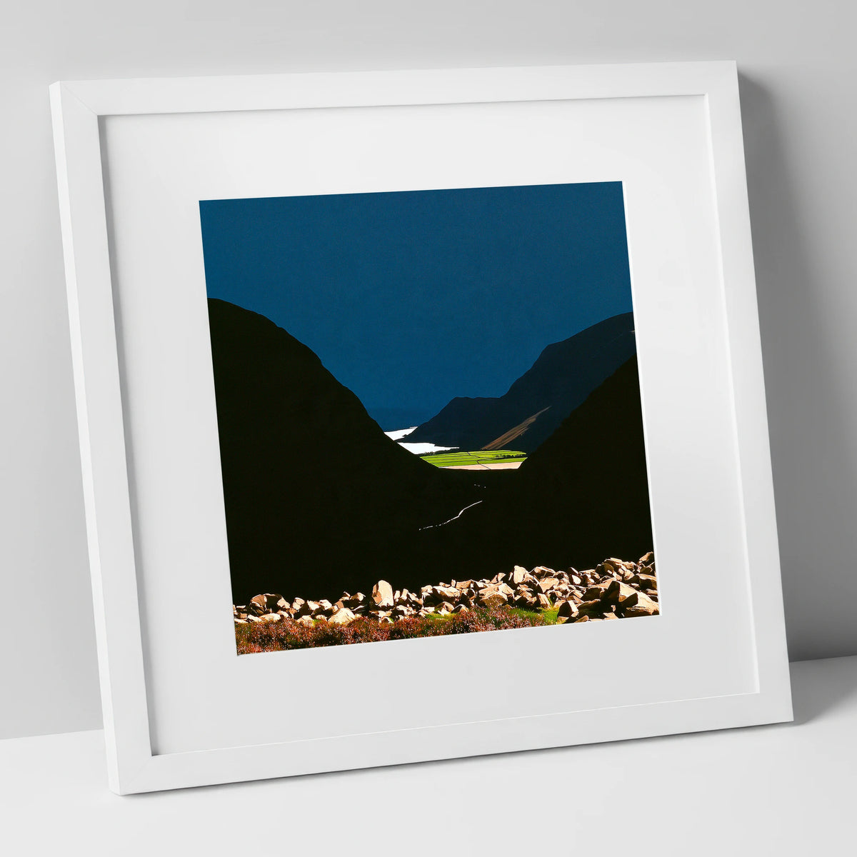 Haystacks Fell Dramatic Silhouette lake district fell art print in white frame