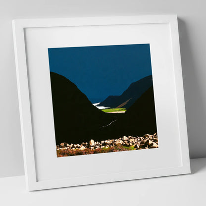 Haystacks Fell Dramatic Silhouette lake district fell art print in white frame