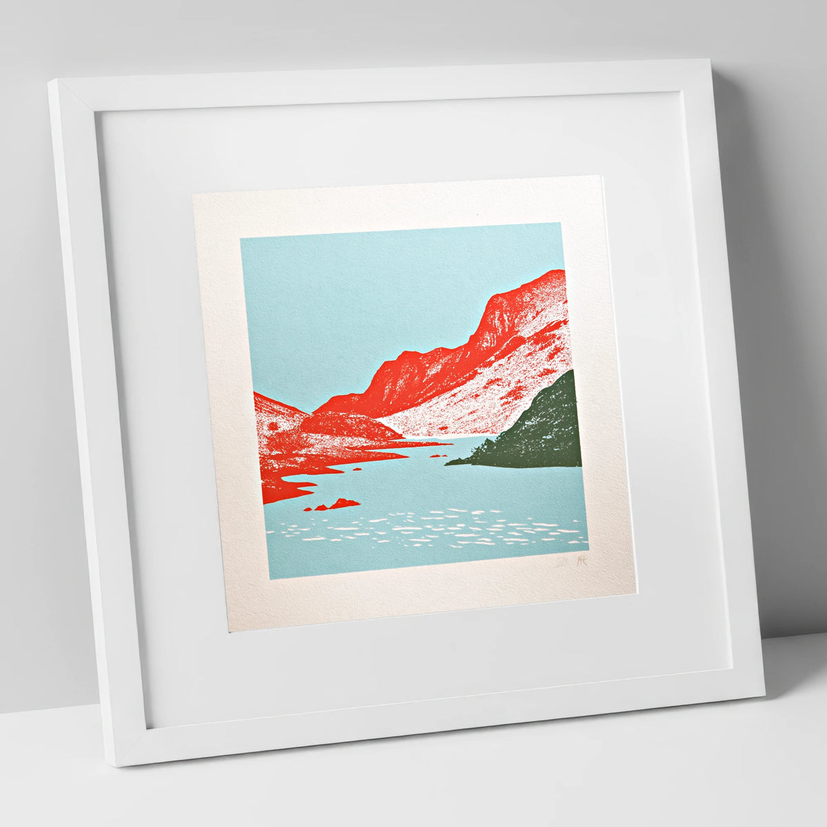 Red Fells of Eskdale Valley lake district valley art print in white frame