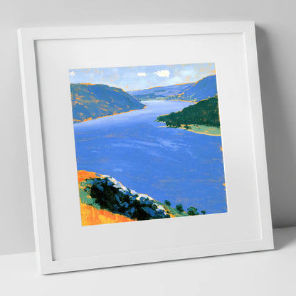 Vibrant Ullswater From Gowbarrow Fell lake district lake art print in white frame