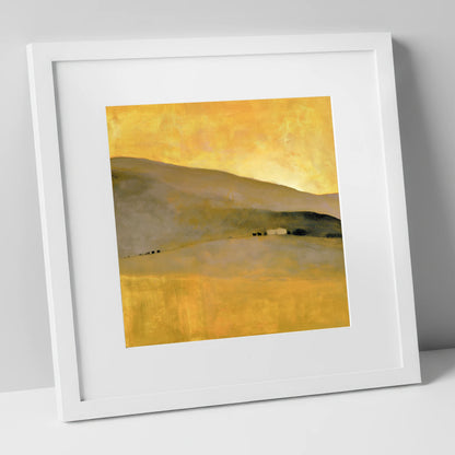 Golden Light on the Fellside lake district sky art print in white frame
